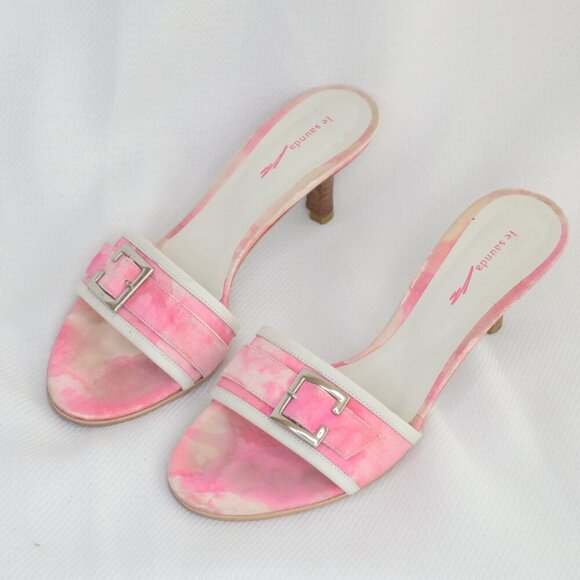 Vintage Y2K Pink Heeled Mules Buckle Sz 7.5 - Picture 6 of 9